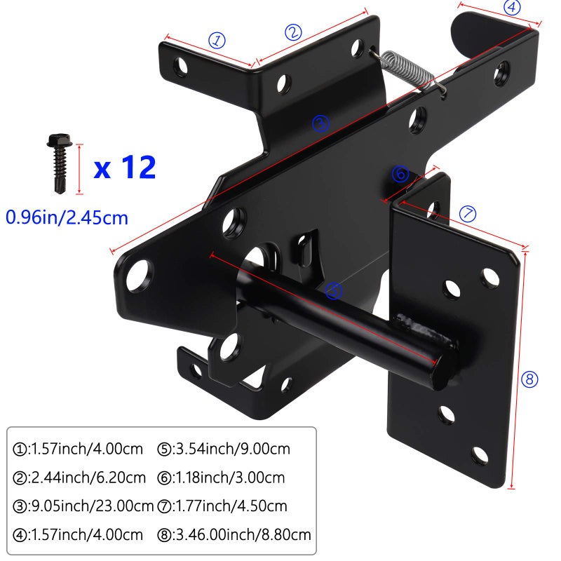 JIAHOO Gate Latches for Wooden Fences Heavy Duty Post Mount Automatic Gravity Lever Spring Self Locking Hardware Wood/Vinyl Fence Gate Lock for Secure Pool/Yard/Garden Black Finishing Steel - Image 5